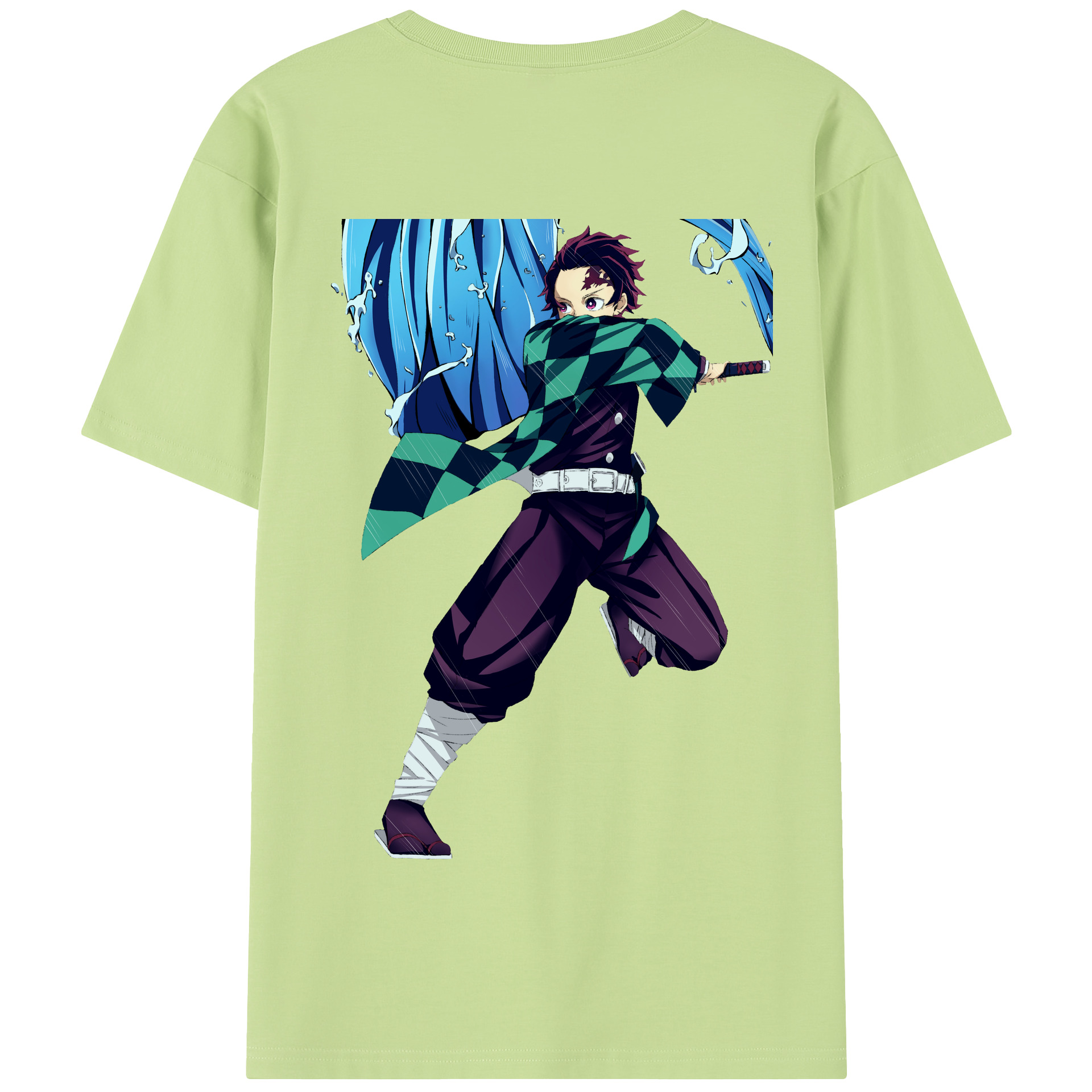 （画像用） 鬼滅の刃 竈門 炭治郎／かまど たんじろう Kamado Tanjirou 綿100％半袖Tシャツ（背面プリント）